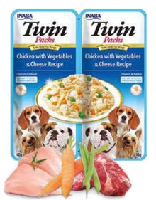 Inaba Twin Packs – kurczak, warzywa i ser w bulionie z kurczaka (2x40g)