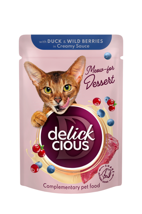 Delickcious Płatki z kaczką i leśnymi jagodami w sosie (85g)