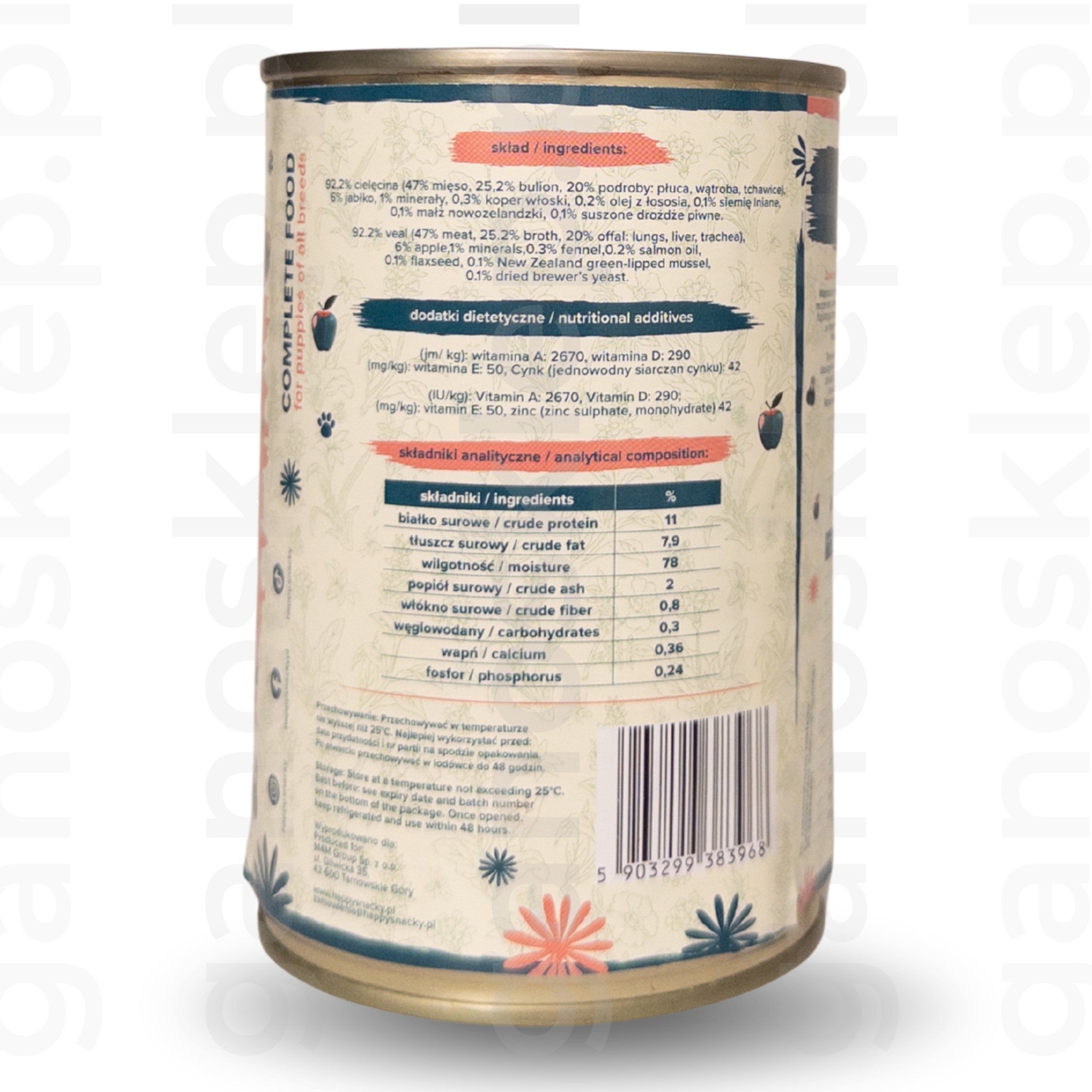 ŁAPSIE monobiałkowa karma junior z cielęciną (400g)