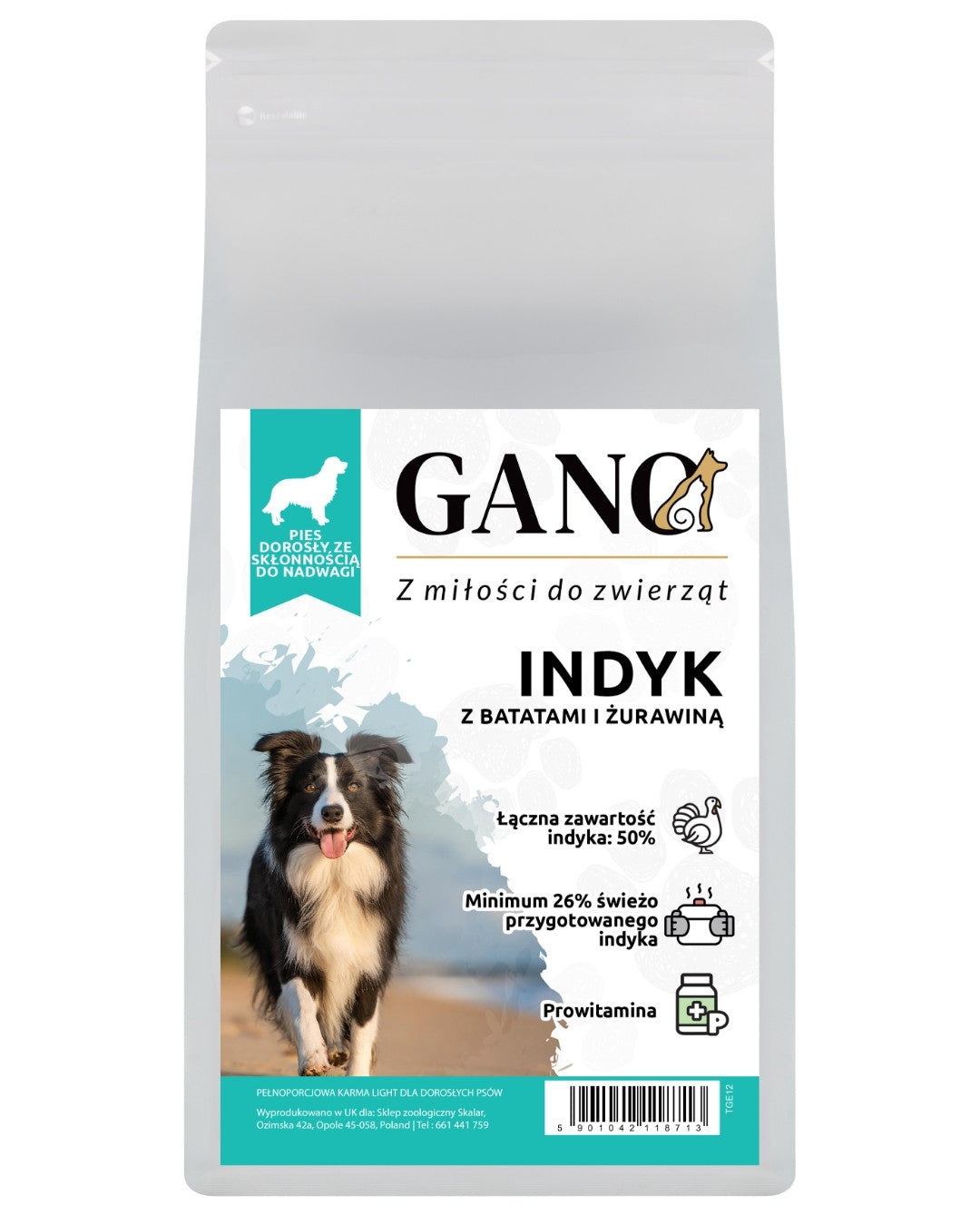 GANO Grainfree Indyk z batatami i żurawiną (Wszystkie rasy – Senior/Light) – (12kg)