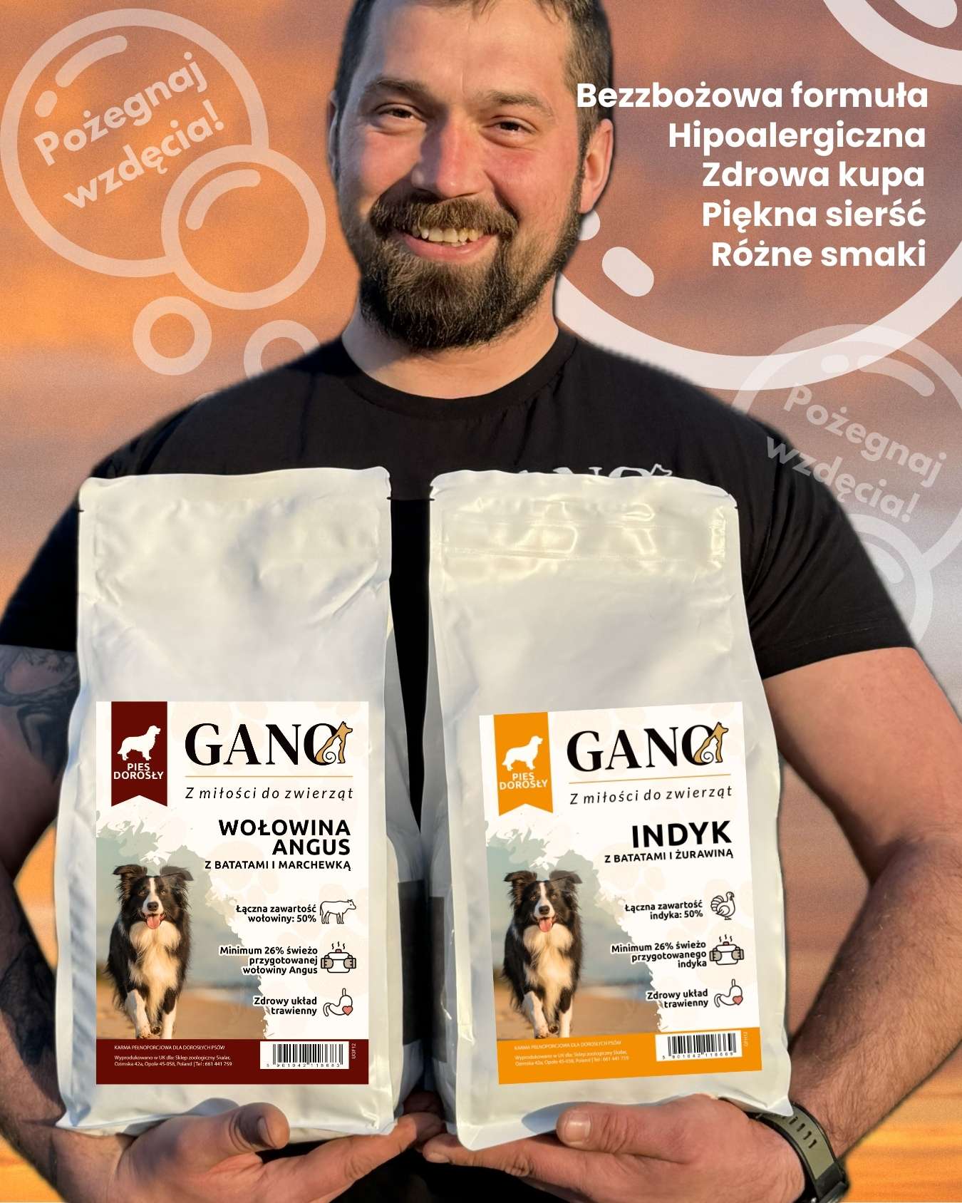 GANO Grainfree Wołowina Angus z batatami i marchewką (Wszystkie rasy) – (12kg)
