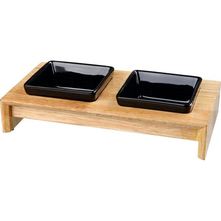 TRIXIE Zestaw małych misek ceramiczno-drewnianych – 2 szt.