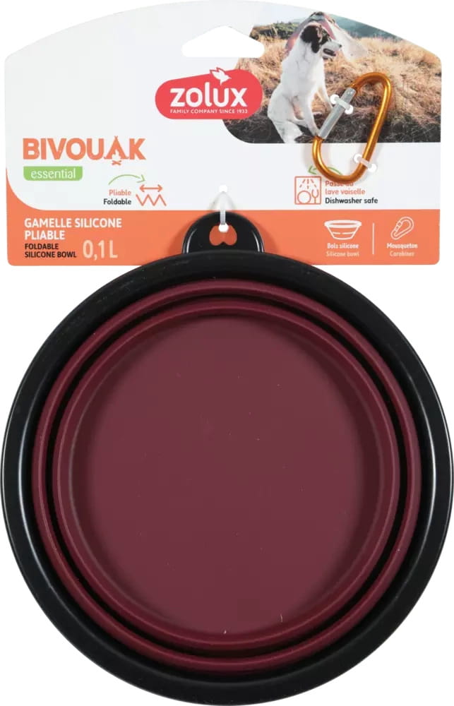 Zolux składana miska – czerwona (450ml, 650ml, 1l)