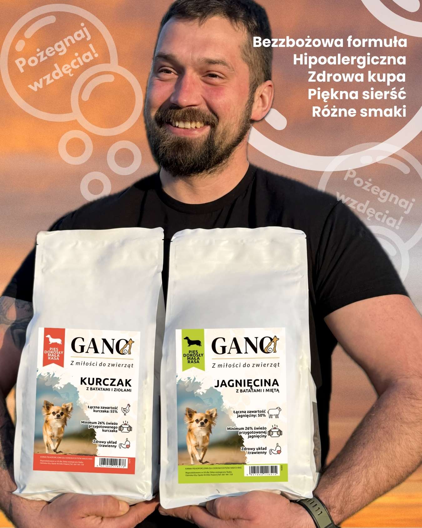 GANO Grainfree Jagnięcina z batatami i miętą (Mała rasa) – (2kg, 6kg)