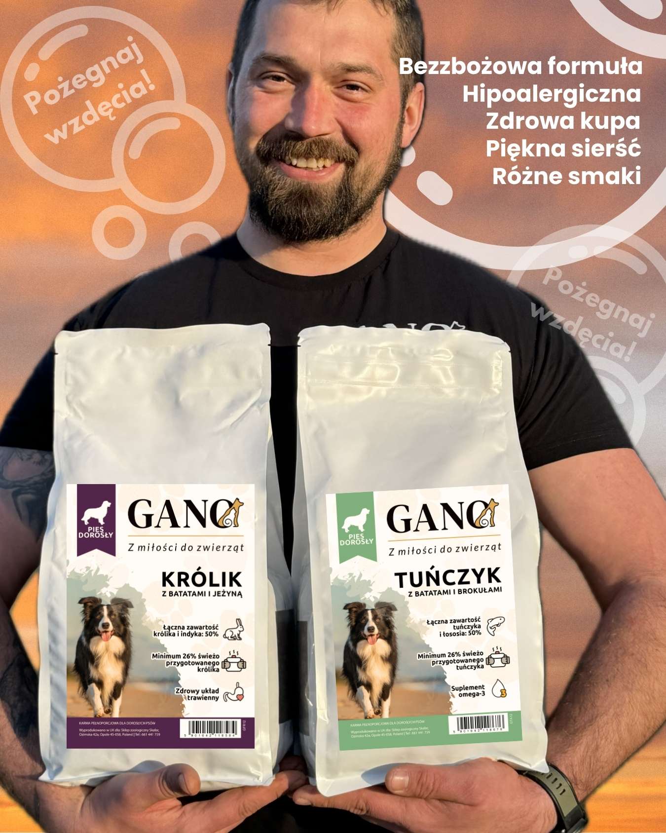 GANO Grainfree Królik z batatami i jeżyną (Wszystkie rasy) – (100g, 2kg, 12kg)