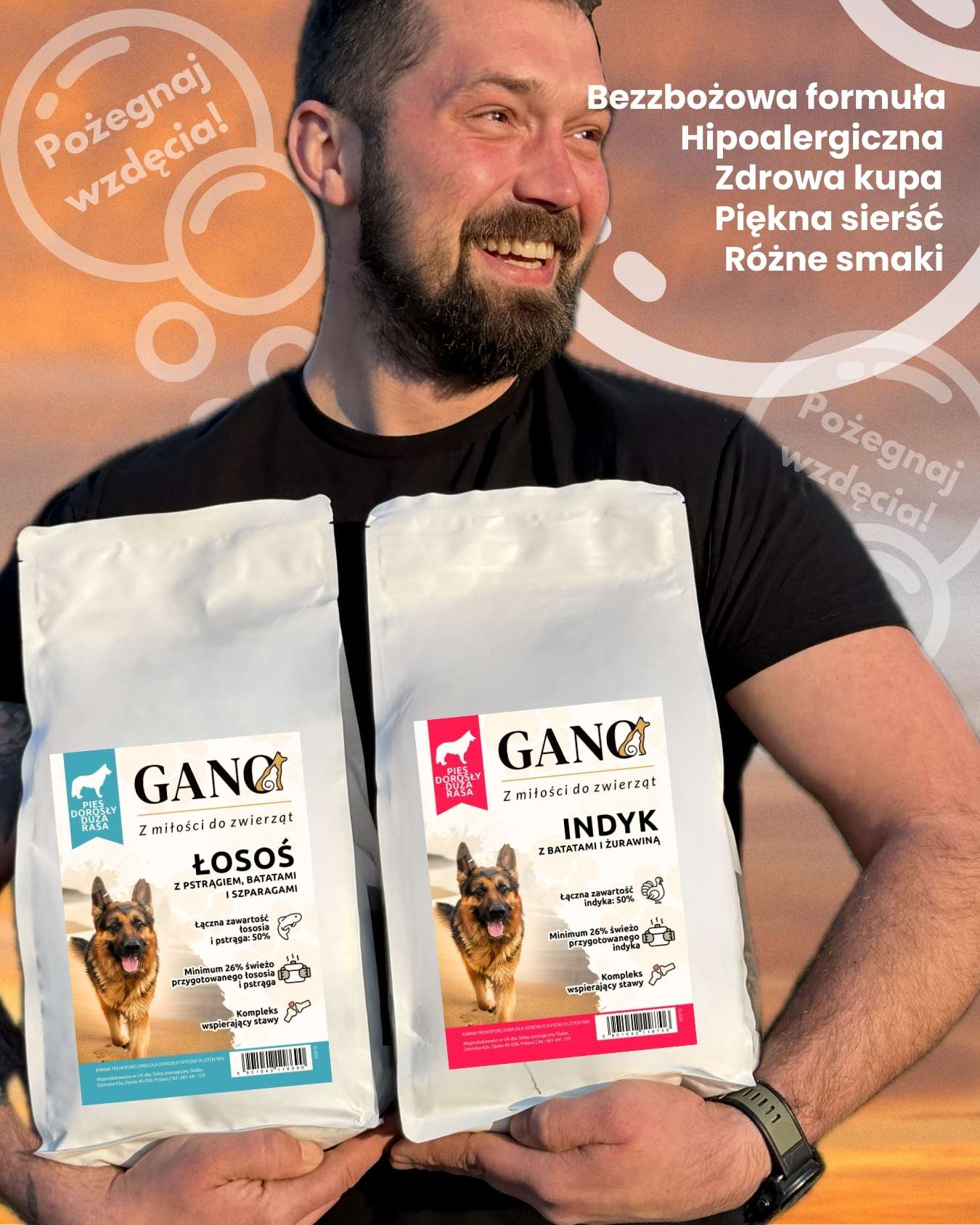 GANO Grainfree Indyk z batatami i żurawiną (Duża rasa) – (12kg)
